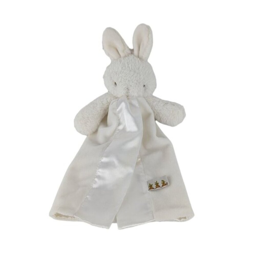 Bunnies By The Bay White Rabbit Lovey Little Buddy Security Blanket Satin Trim